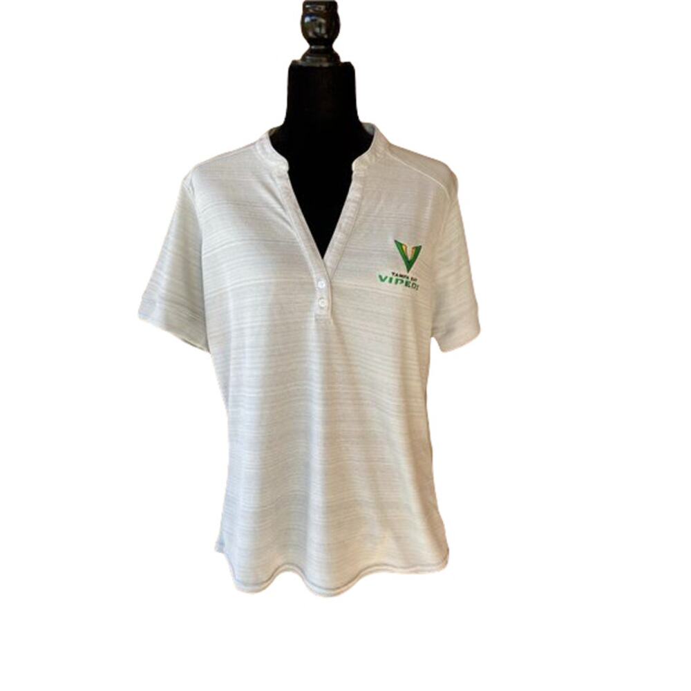 Vansport Womens Polo Shirt Large XFL Football Tampa Bay Vipers Gray‎ NEW